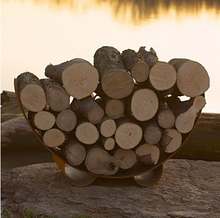 Load image into Gallery viewer, Fire Pit Art Crescent Log Rack - The Fire Pit Collection