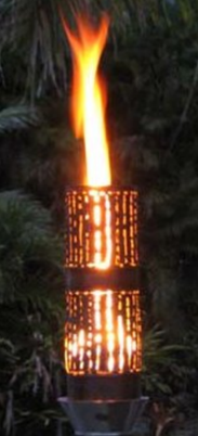 Fire by Design Bamboo Gas Tiki Torch / Manual Light + Free Cover - Outdoor Heat Direct