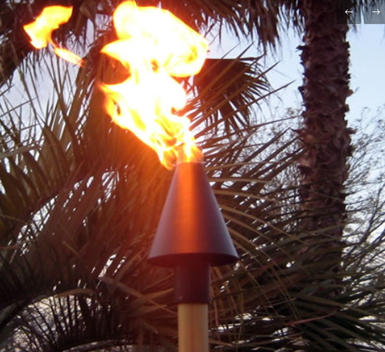 Fire by Design Black Cone Gas Tiki Torch / Manual Light + Free Cover  | Outdoor Heat Direct