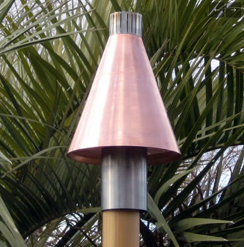 Copper Cone Automated Gas Tiki Torch - Free Cover ✓ [Fire by Design] | Outdoor Heat Direct