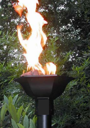 Gulf Automated Gas Tiki Torch - Free Cover ✓ [Fire by Design] | Outdoor Heat Direct