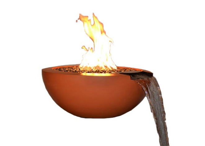 Legacy Round Fire & Water Bowl with Electronic Ignition - Free Cover ✓ [Fire by Design] | Outdoor Heat Direct