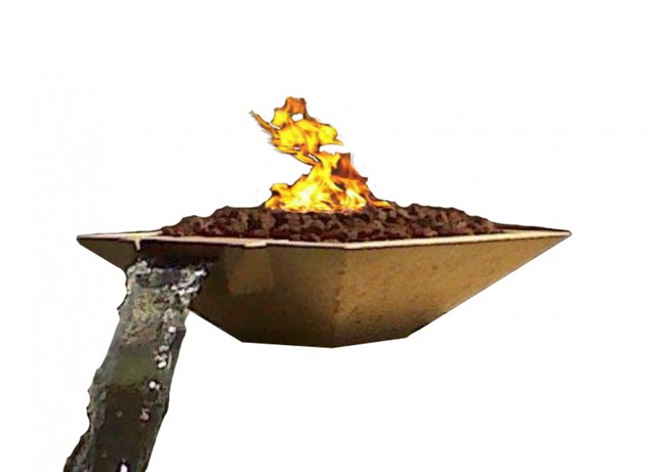 GFRC Oblique Fire & Water Bowl / Match Ingition - Free Cover ✓ [Fire by Design] | Outdoor Heat Direct