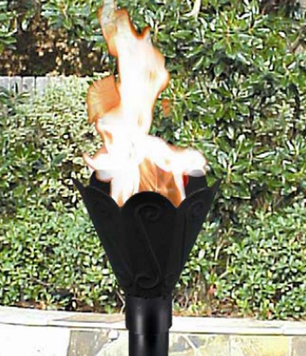 Tulip Automated Gas Tiki Torch - Free Cover ✓ [Fire by Design] | Outdoor Heat Direct