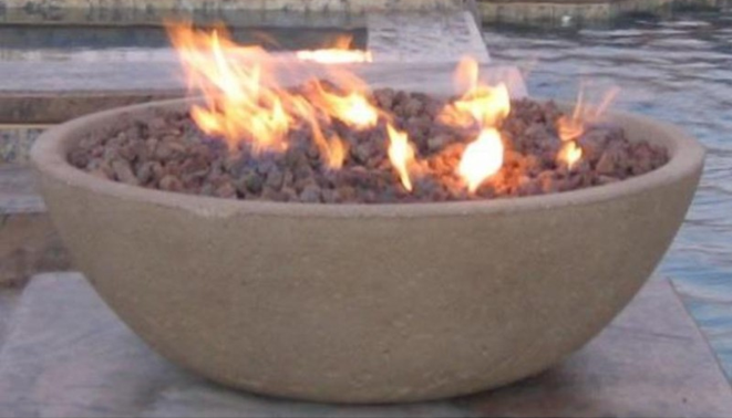 GFRC Wok Fire Bowl / Match Ignition - Free Cover ✓ [Fire by Design] | Outdoor Heat Direct
