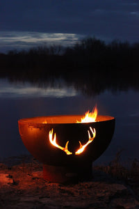 Fire Pit Art Antlers Fire Pit + Free Weather-Proof Fire Pit Cover - The Fire Pit Collection