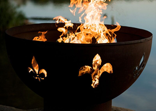 Fire Pit Art Fleur de Lis Fire Pit + Free Weather-Proof Fire Pit Cover - The Fire Pit Collection