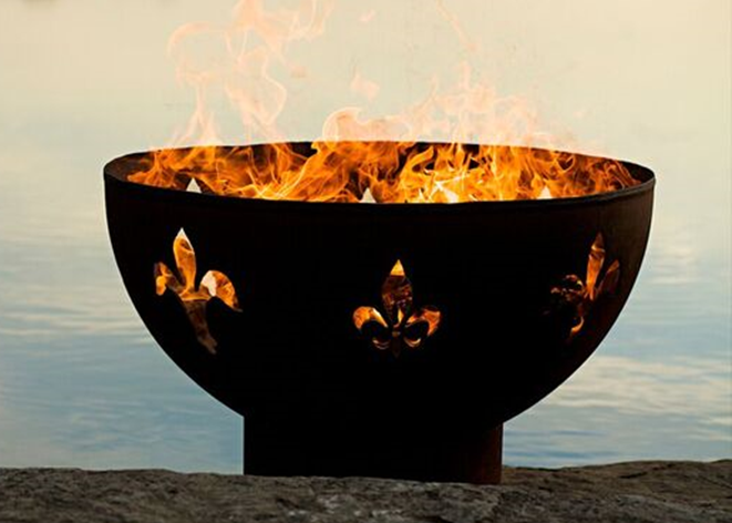 Fire Pit Art Fleur de Lis Fire Pit + Free Weather-Proof Fire Pit Cover - The Fire Pit Collection