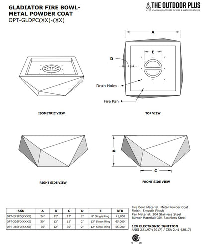 Gladiator Powdercoat Metal Fire Bowl - Free Cover ✓ [The Outdoor Plus]