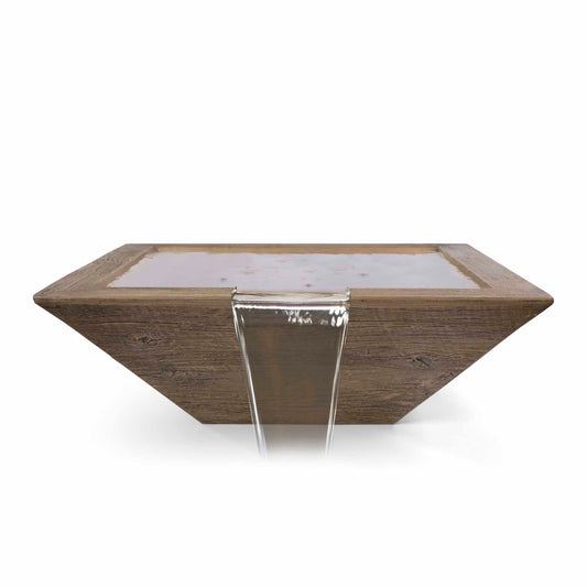 The Outdoor Plus Maya Wood Grain Concrete Water Bowl + Free Cover