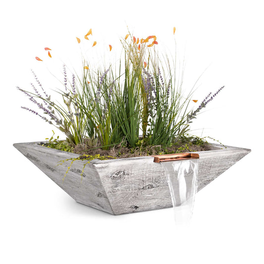 The Outdoor Plus Maya Wood Grain Concrete Planter & Water Bowl | Outdoor Heat Direct