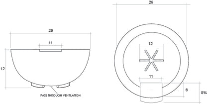 Fire & Water Bowl 29" Moderno 2 - Free Cover ✓ [Prism Hardscapes] | Outdoor Heat Direct