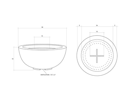 Fire Bowl 39" Moderno 8 - Free Cover ✓ [Prism Hardscapes]