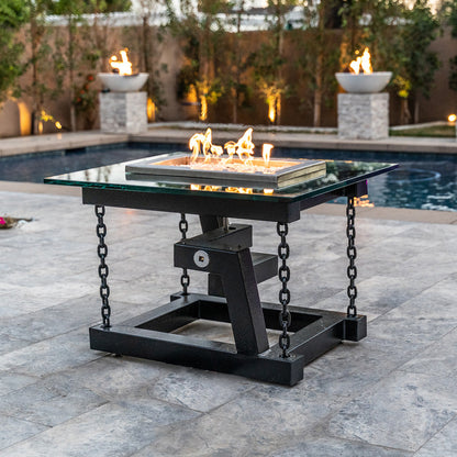 The Outdoor Plus Newton Powde Coated Fire Pit / Chain Support + Free Cover | Outdoor Heat Direct