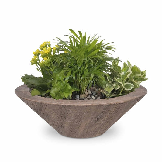 The Outdoor Plus Cazo Wood Grain Concrete Planter Bowl | Outdoor Heat Direct