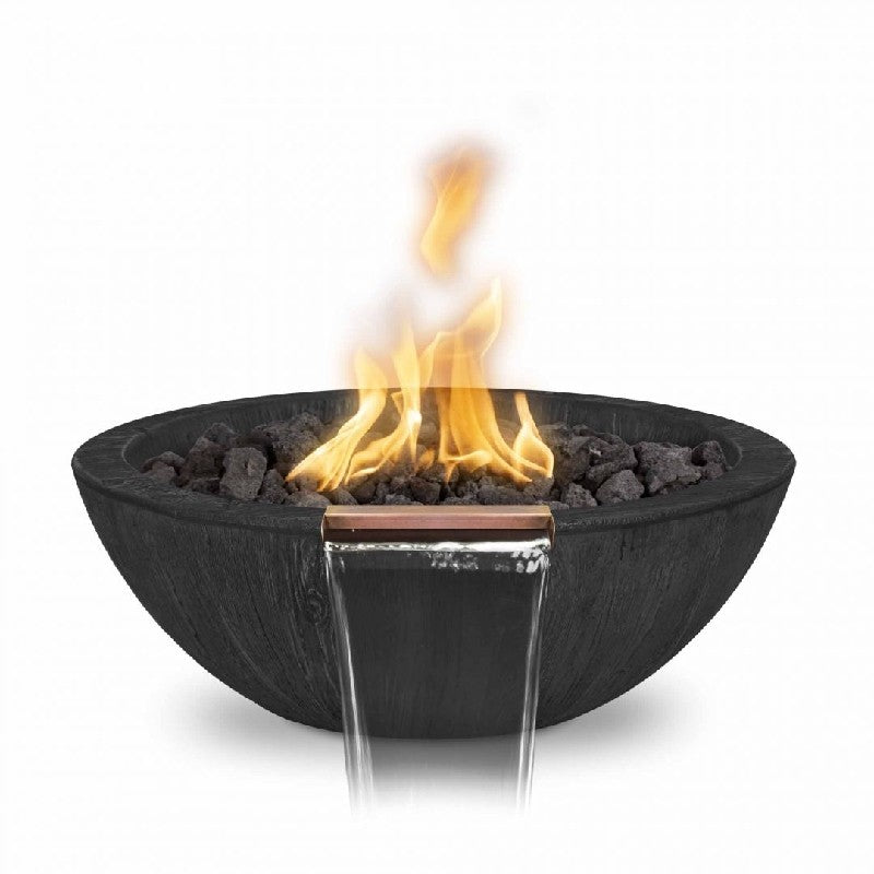 The Outdoor Plus Sedona Wood Grain Concrete Fire & Water Bowl + Free Cover | Outdoor Heat Direct