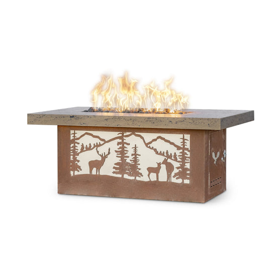 The Outdoor Plus Rectangle Outback Fire Pit / Cattle Ranch Design + Free Cover | Outdoor Heat Direct