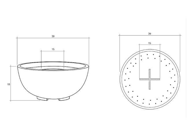 Fire Bowl  39" Moderno 1 - Free Cover ✓ [Prism Hardscapes]