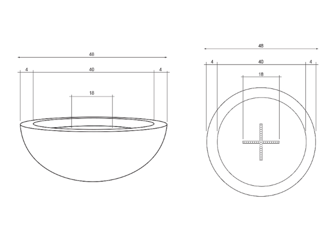 Fire Bowl 48 " Moderno 4 - Free Cover ✓ [Prism Hardscapes]