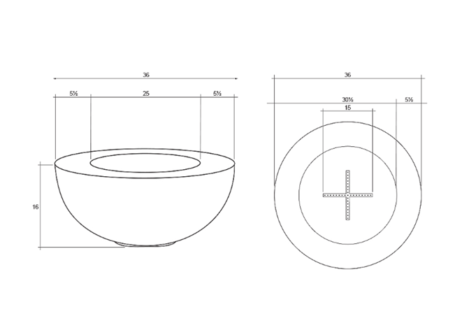 Fire Bowl 36" Moderno 5 - Free Cover ✓ [Prism Hardscapes]