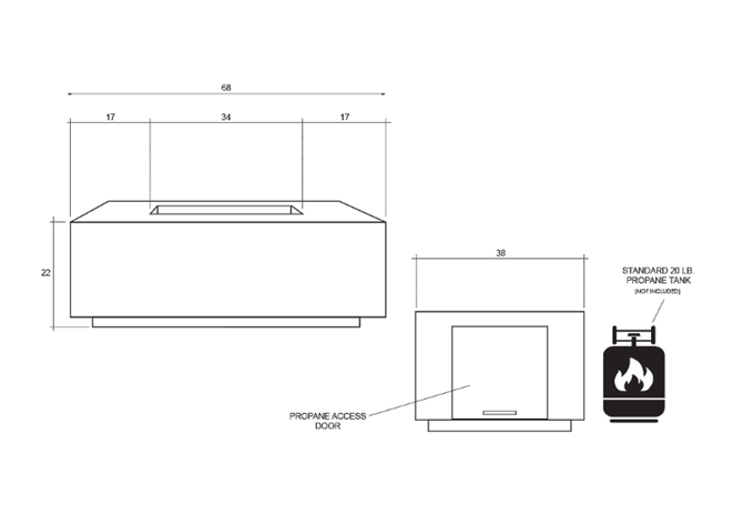 Fire Table Porto 68 Propane  - Free Cover by Prism Hardscapes | Outdoor Heat Direct