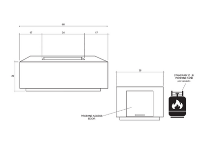 Fire Table Porto 68 Propane  - Free Cover by Prism Hardscapes