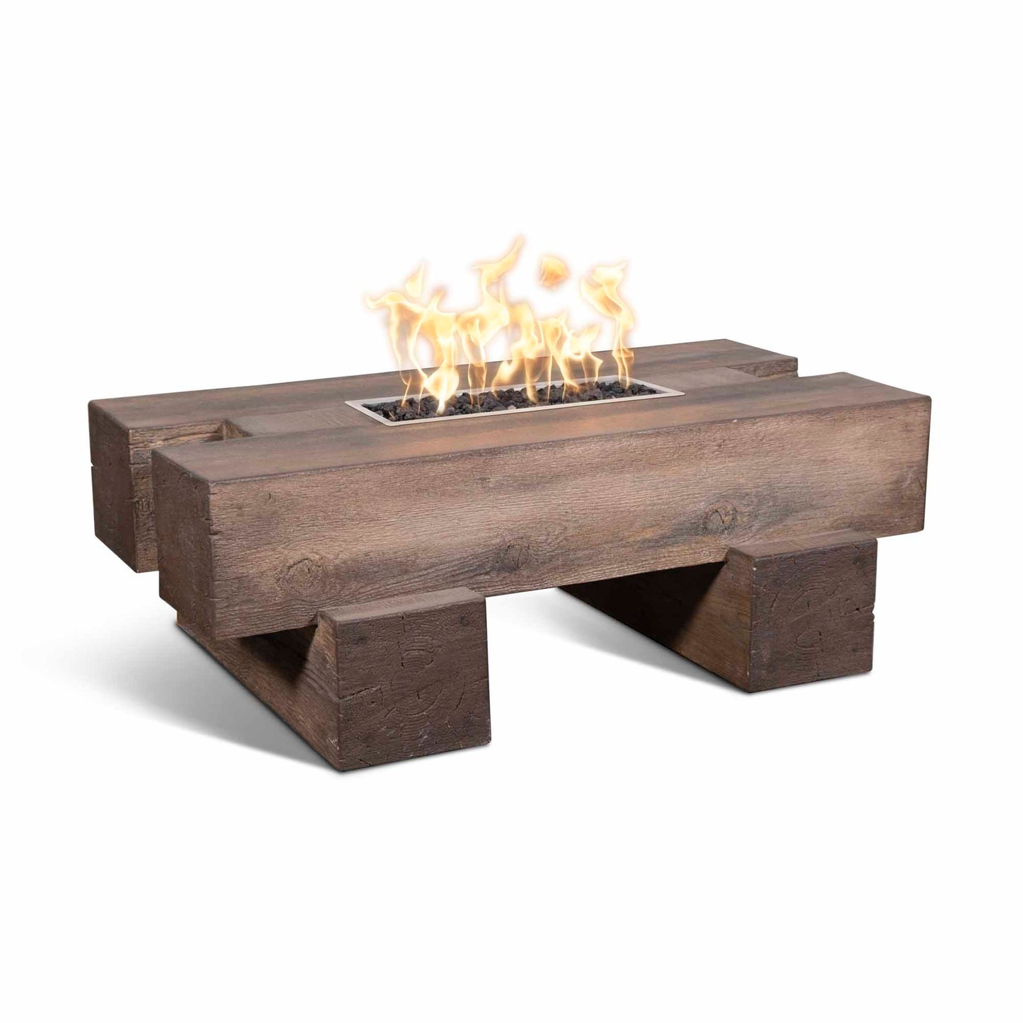 The Outdoor Plus Palo Wood Grain Concrete Fire Pit + Free Cover | Outdoor Heat Direct