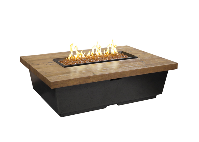 Reclaimed Wood Contempo Rectangle Firetable + Free Cover - American Fyre Designs | Outdoor Heat Direct 