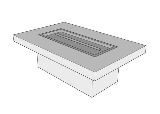 Rectangular Gas Fire Table Kit - Ready-to-Finish - 108" x 36" x 16"  [The Outdoor Plus] | Outdoor Heat Direct 