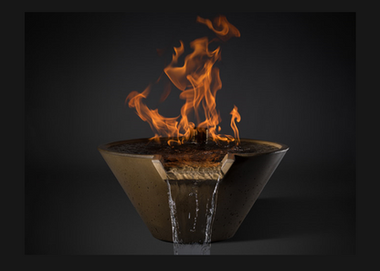Slick Rock Concrete Cascade Conical Fire on Water Bowl with Electronic Ignition
