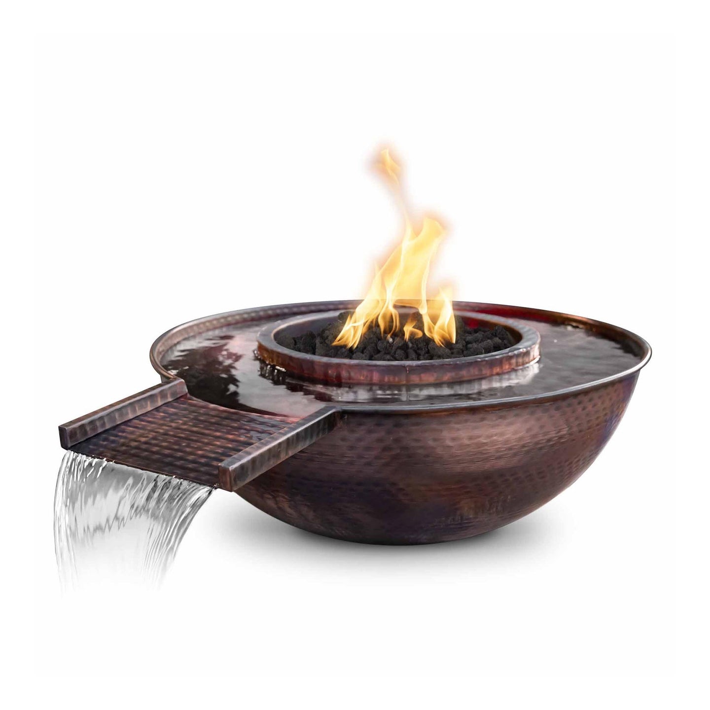 The Outdoor Plus Sedona Copper Fire & Water Bowl - Gravity Spill + Free Cover