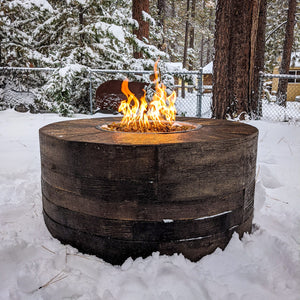 The Outdoor Plus Sequoia Wood Grain Concrete Fire Pit + Free Cover