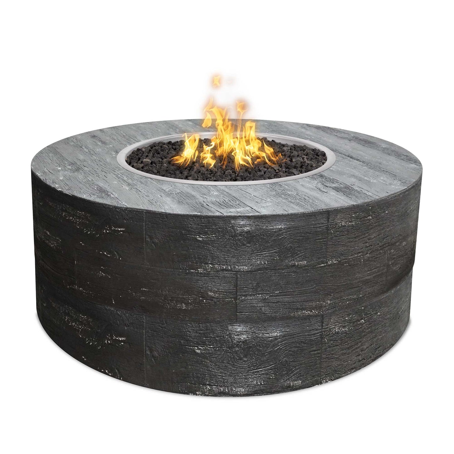 The Outdoor Plus Sequoia Wood Grain Concrete Fire Pit + Free Cover