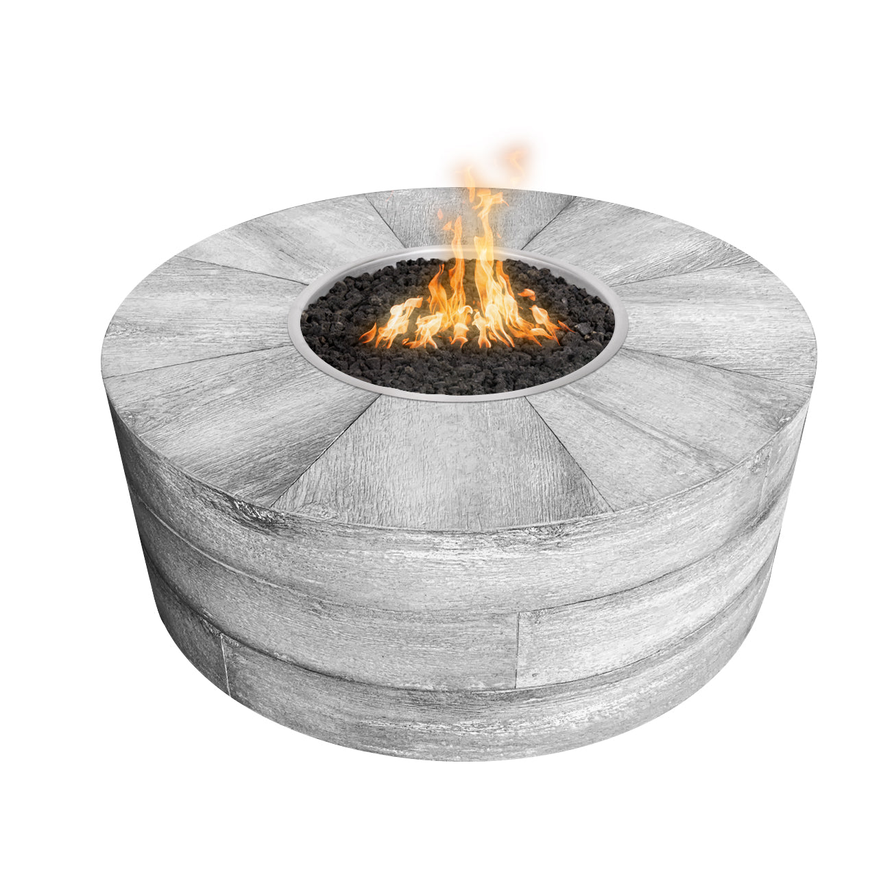 The Outdoor Plus Sequoia Wood Grain Concrete Fire Pit + Free Cover