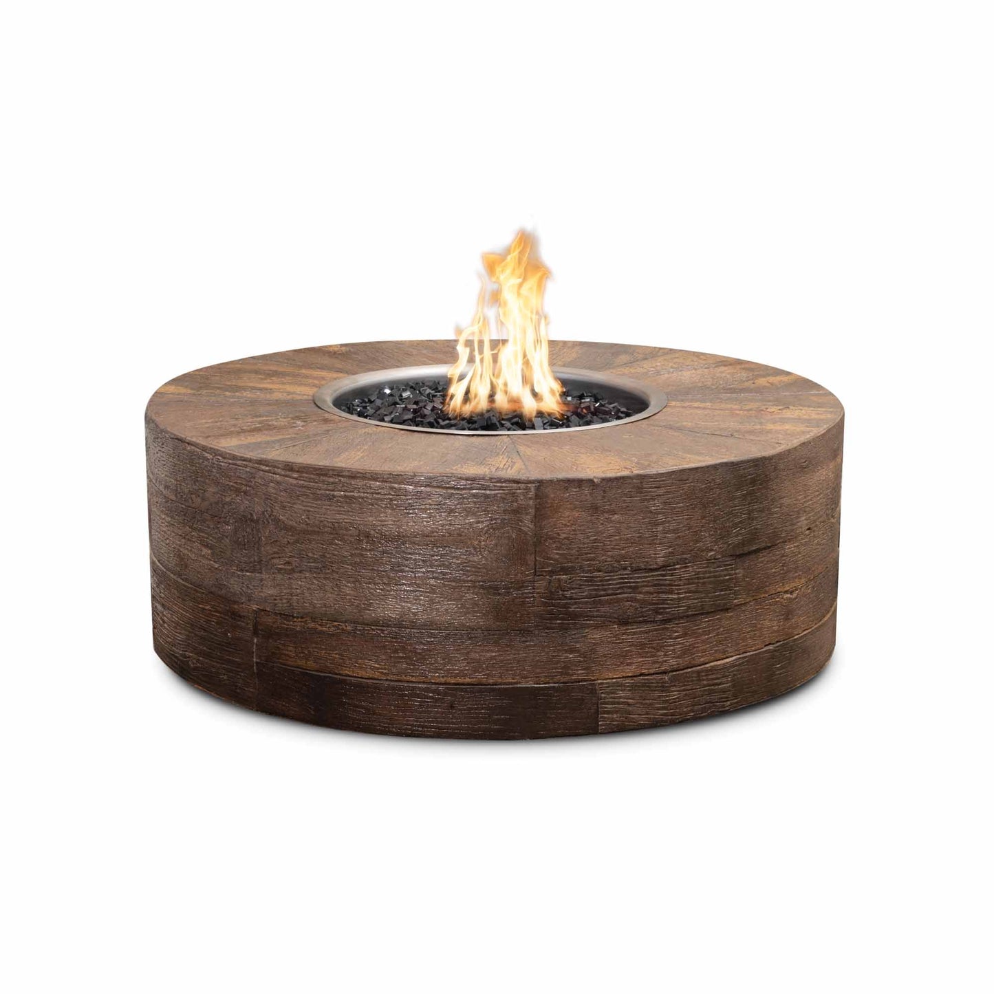 The Outdoor Plus Sequoia Wood Grain Concrete Fire Pit + Free Cover