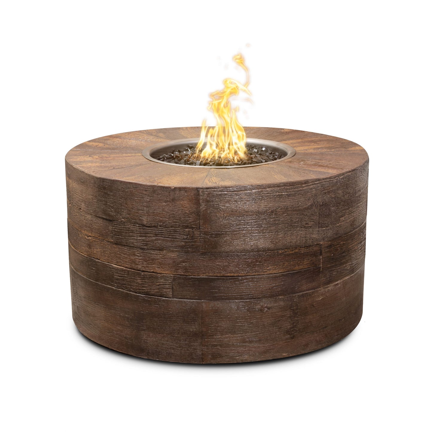 The Outdoor Plus Sequoia Wood Grain Concrete Fire Pit + Free Cover