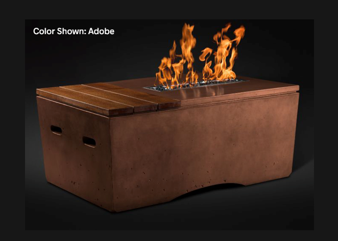 Fire Table Oasis: Rectangular  48" with Electronic Ignition - Free Cover ✓ [Slick Rock Concrete]