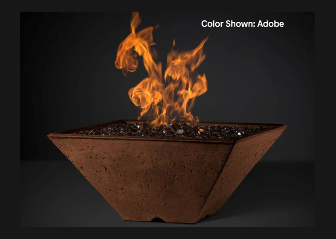 Fire Bowl  Ridgeline: Square with Match Ignition - Free Cover ✓ [Slick Rock Concrete] | Outdoor Heat Direct