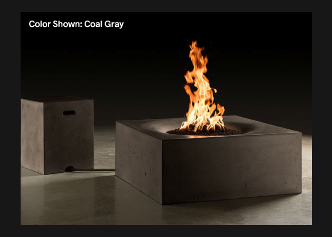 Fire Table Horizon: Square 36" with Match Ignition - Free Cover ✓ [Slick Rock Concrete] | Outdoor Heat Direct