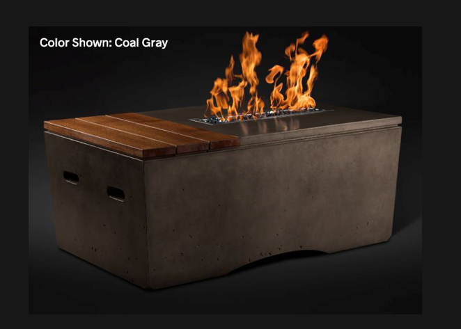 Fire Table Oasis: Rectangular 48" with Match Ignition - Free Cover ✓ [Slick Rock Concrete] | Outdoor Heat Direct