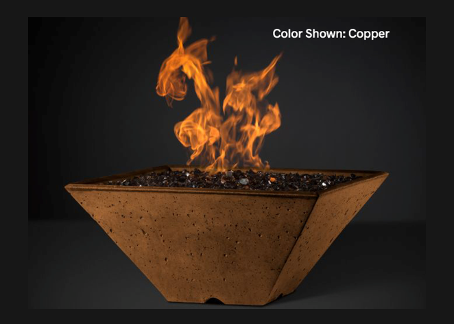 Fire Bowl  Ridgeline: Square with Match Ignition - Free Cover ✓ [Slick Rock Concrete] | Outdoor Heat Direct