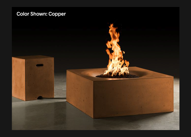 Square Fire Table Horizon 36" with Electronic Ignition - Free Cover ✓ [Slick Rock Concrete]