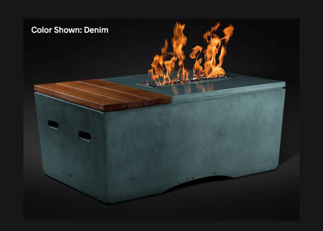 Fire Table Oasis: Rectangular 48" with Match Ignition - Free Cover ✓ [Slick Rock Concrete]