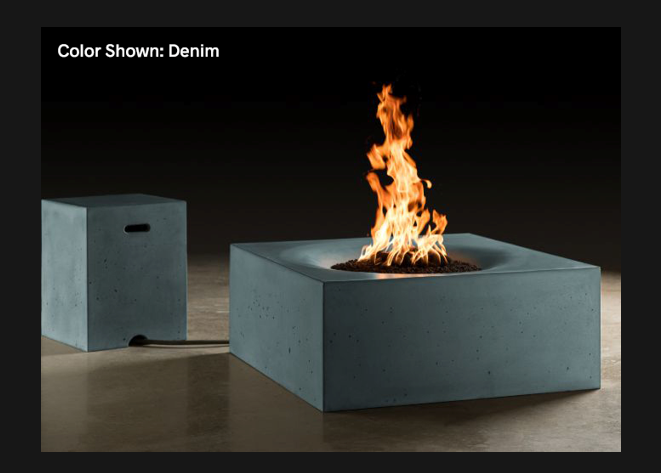 Fire Table Horizon: Square 36" with Match Ignition - Free Cover ✓ [Slick Rock Concrete] | Outdoor Heat Direct