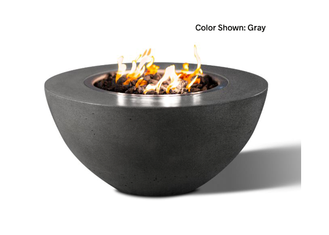 Round Fire Bowl Oasis 34" with Electronic Ignition - Free Cover ✓ [Slick Rock Concrete] | Outdoor Heat Direct 