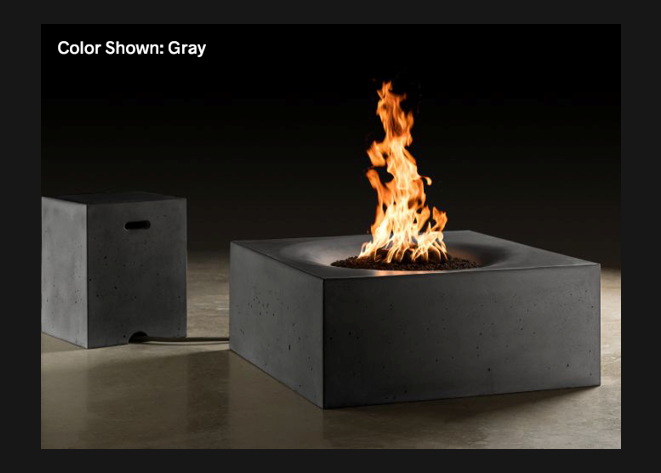 Fire Table Horizon: Square 36" with Match Ignition - Free Cover ✓ [Slick Rock Concrete] | Outdoor Heat Direct