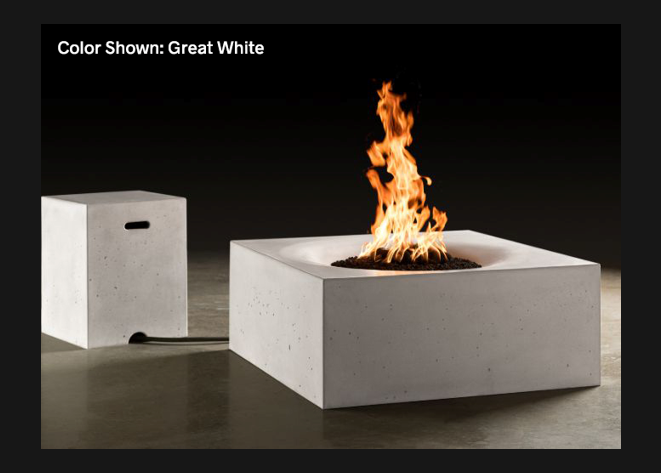 Square Fire Table Horizon 36" with Electronic Ignition - Free Cover ✓ [Slick Rock Concrete] | Outdoor Heat Direct