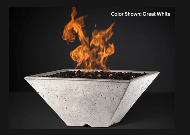 Fire Bowl  Ridgeline: Square with Match Ignition - Free Cover ✓ [Slick Rock Concrete] | Outdoor Heat Direct