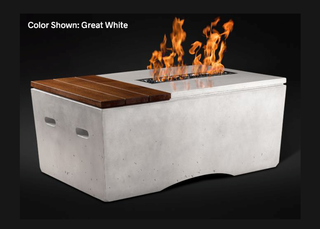 Fire Table Oasis: Rectangular 48" with Match Ignition - Free Cover ✓ [Slick Rock Concrete]