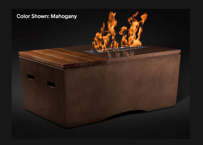 Fire Table Oasis: Rectangular  48" with Electronic Ignition - Free Cover ✓ [Slick Rock Concrete]